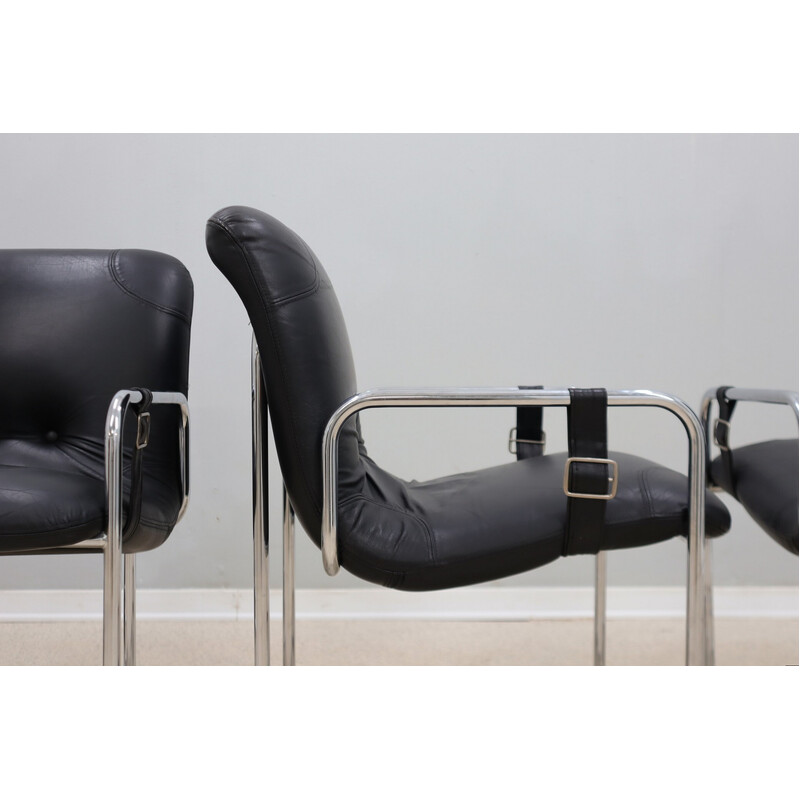 Set van 4 vintage lederen fauteuils van Guido Faleschini voor iMariani , jaren 1970