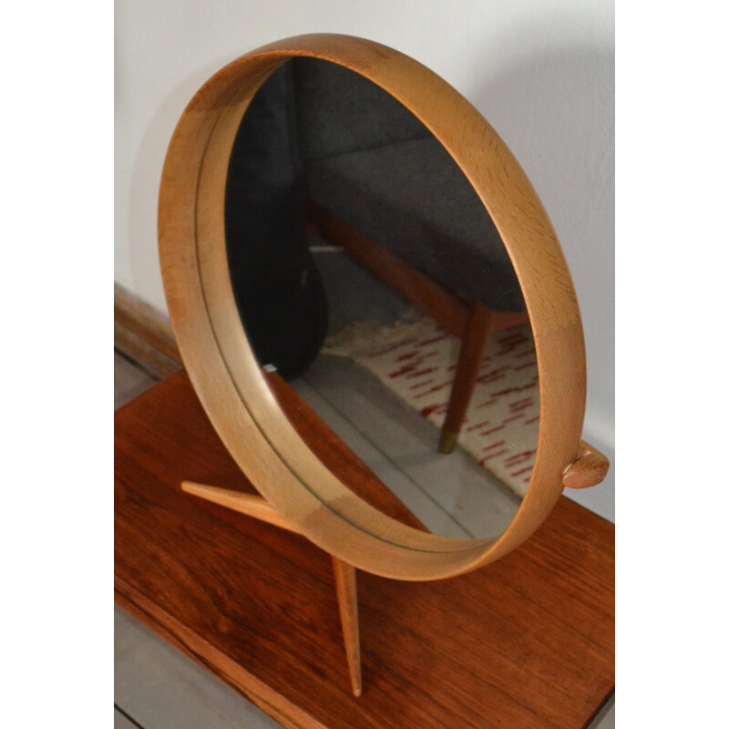 Wooden framed table mirror by Uno & Osten Kristiansson for Luxus - 1960s