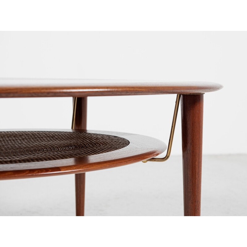 Vintage Danish round coffee table by Peter Hvidt and Orla Mølgaard-Nielsen for France and Daverkosen, 1960s