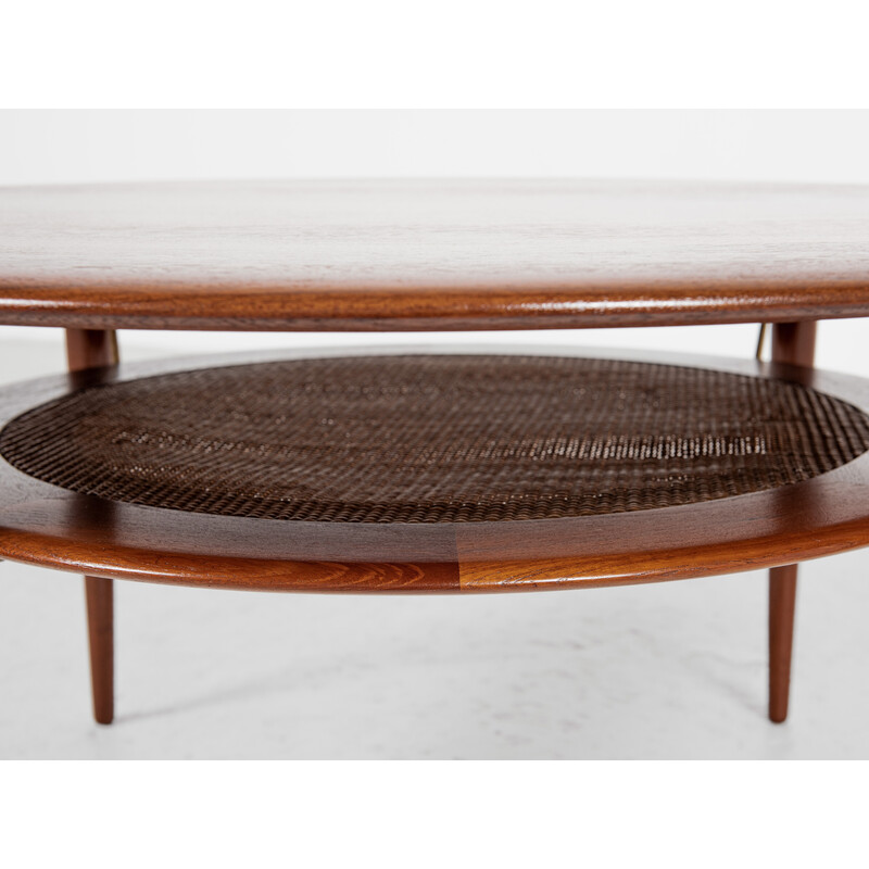 Vintage Danish round coffee table by Peter Hvidt and Orla Mølgaard-Nielsen for France and Daverkosen, 1960s