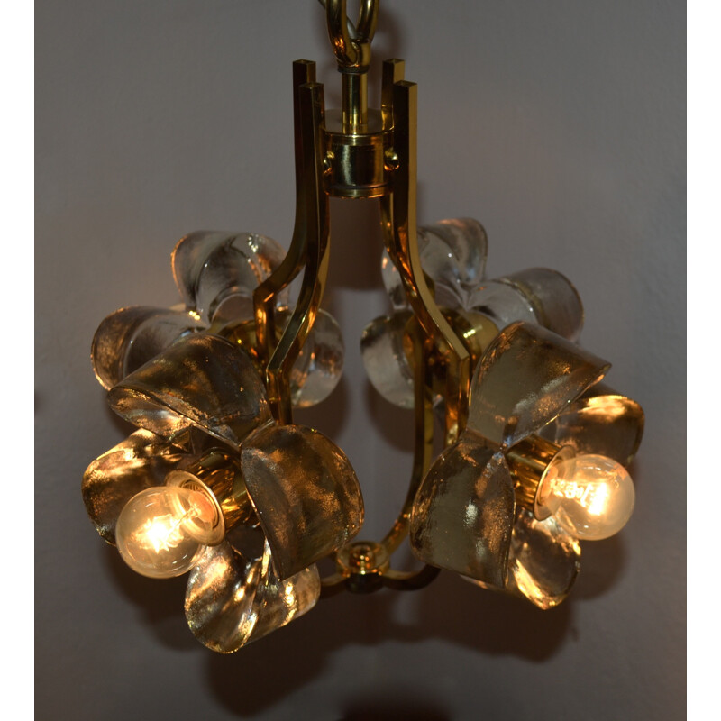 Floral glass chandelier produced by Simon & Schelle - 1960s