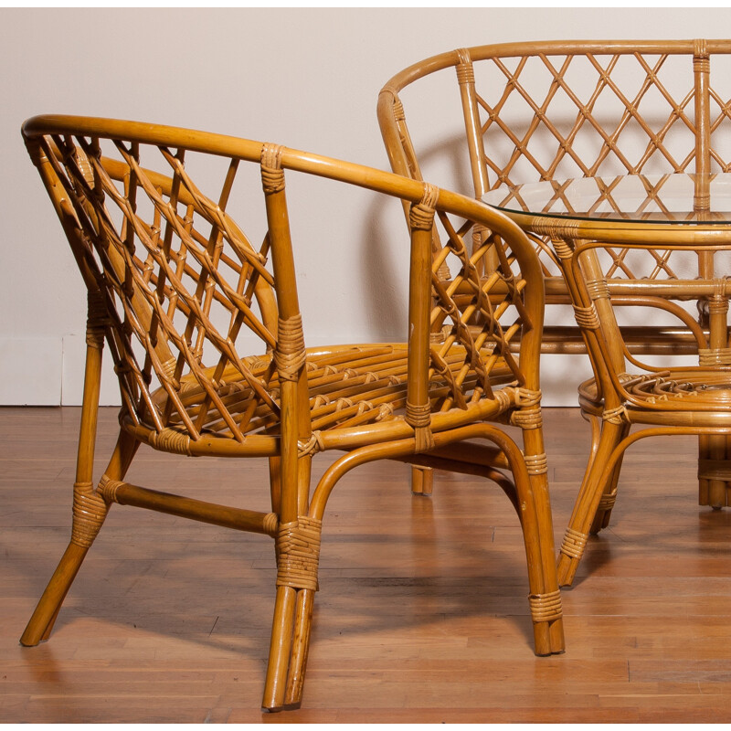 A bamboo-rattan garden set - 1970s