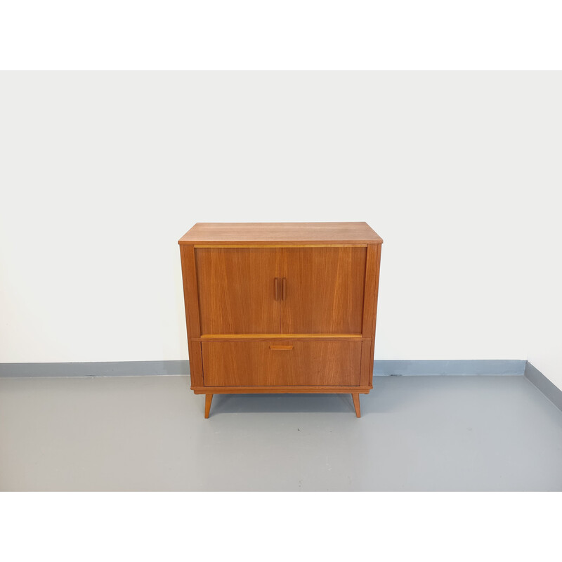 Mueble vintage de teca con 2 puertas correderas, 1960