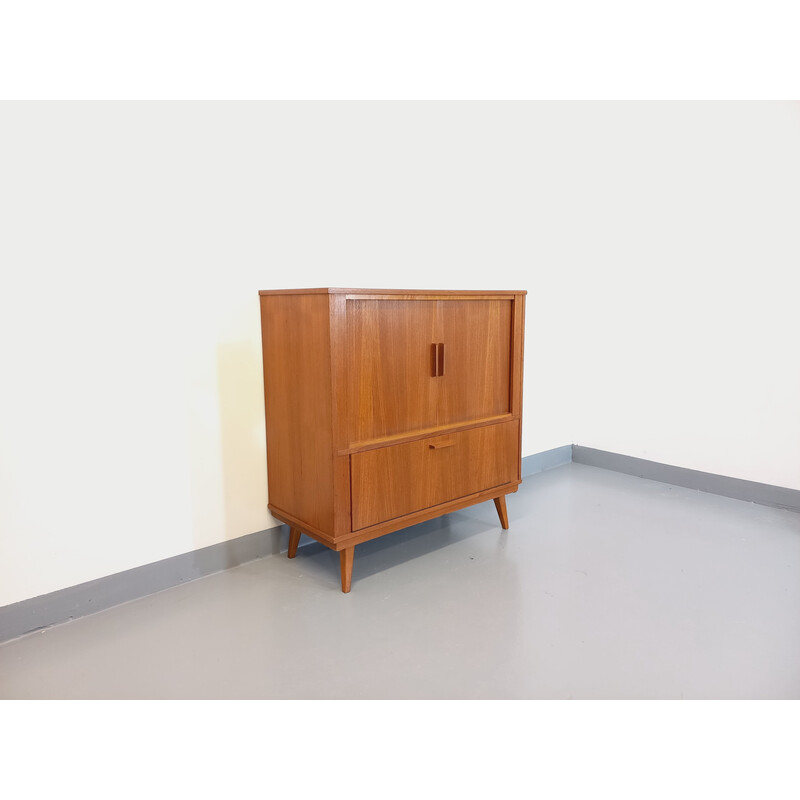 Mueble vintage de teca con 2 puertas correderas, 1960