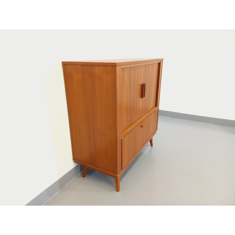 Unidade de armazenamento de teca Vintage com 2 portas de correr, 1960