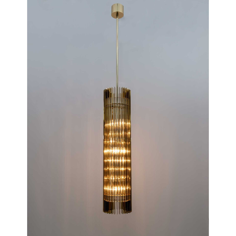 Vintage brass and crystal Murano pendant lamp by Romani Saccati for Gucci