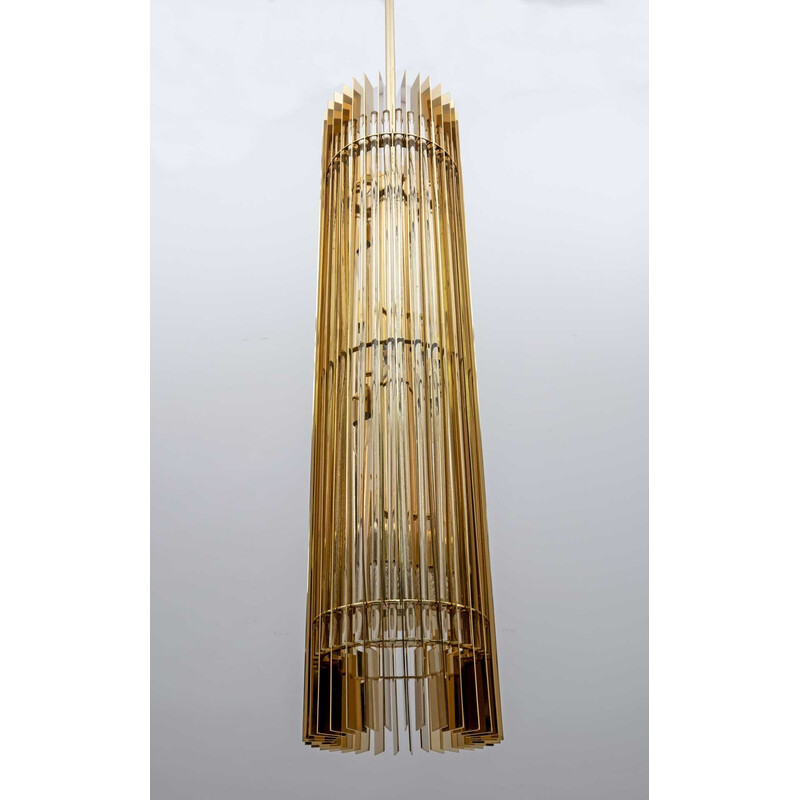 Lámpara colgante vintage de latón y cristal de Murano de Romani Saccati para Gucci