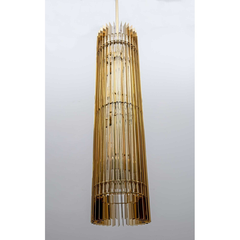 Vintage brass and crystal Murano pendant lamp by Romani Saccati for Gucci