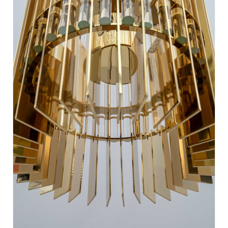 Murano hanglamp van messing en kristal door Romani Saccati voor Gucci.