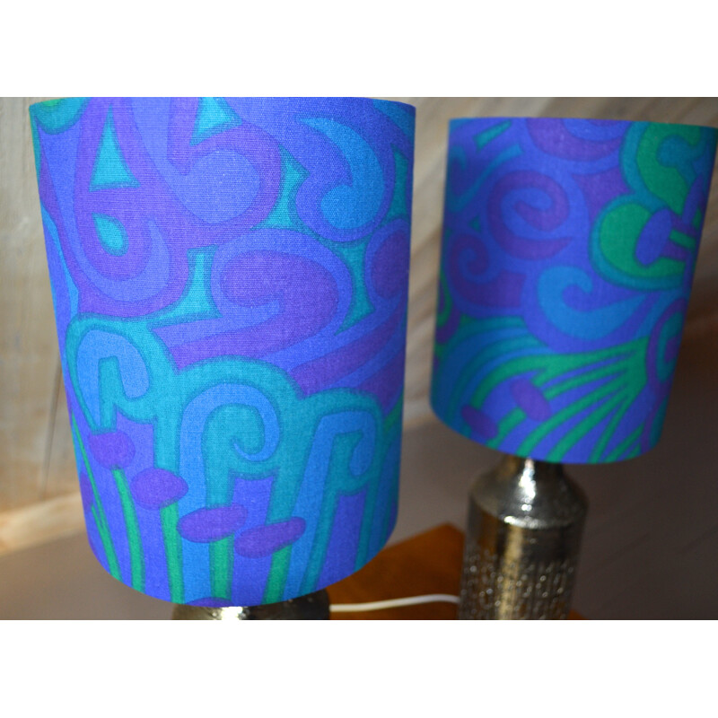 Pair of vintage glazed ceramic table lamps by Bitossi for Bergbom, Sweden 1960