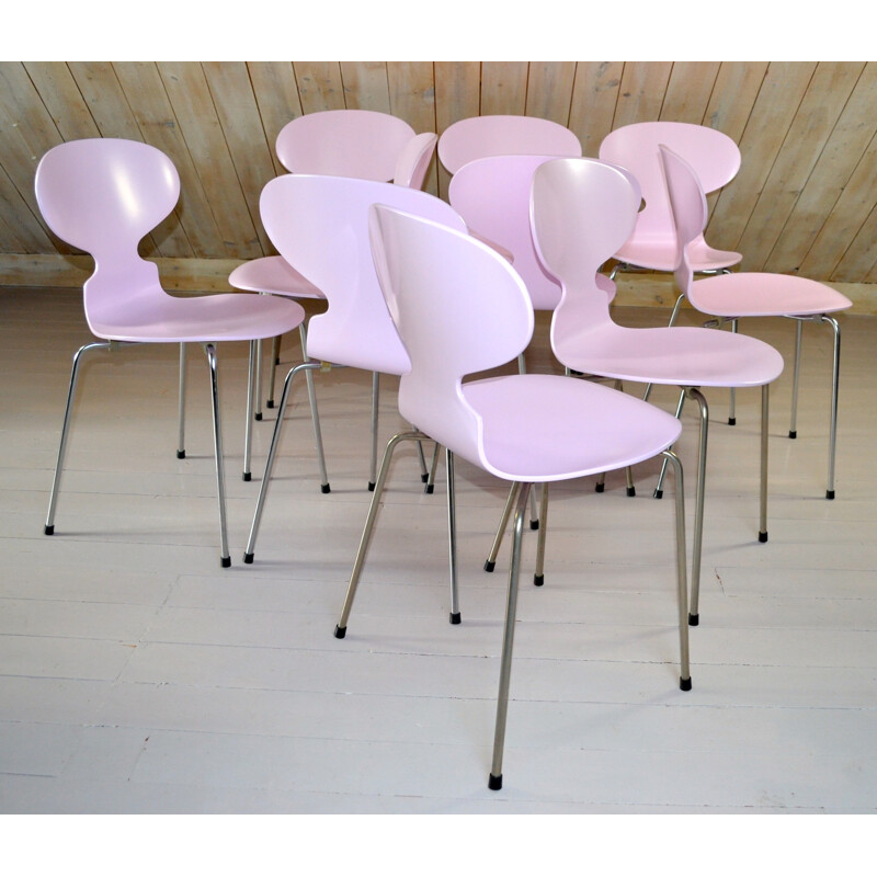 Set of 6 pink Ant chairs by Arne Jacobsen for Fritz Hansen - 1970s