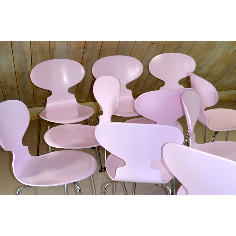 Set of 6 pink Ant chairs by Arne Jacobsen for Fritz Hansen - 1970s