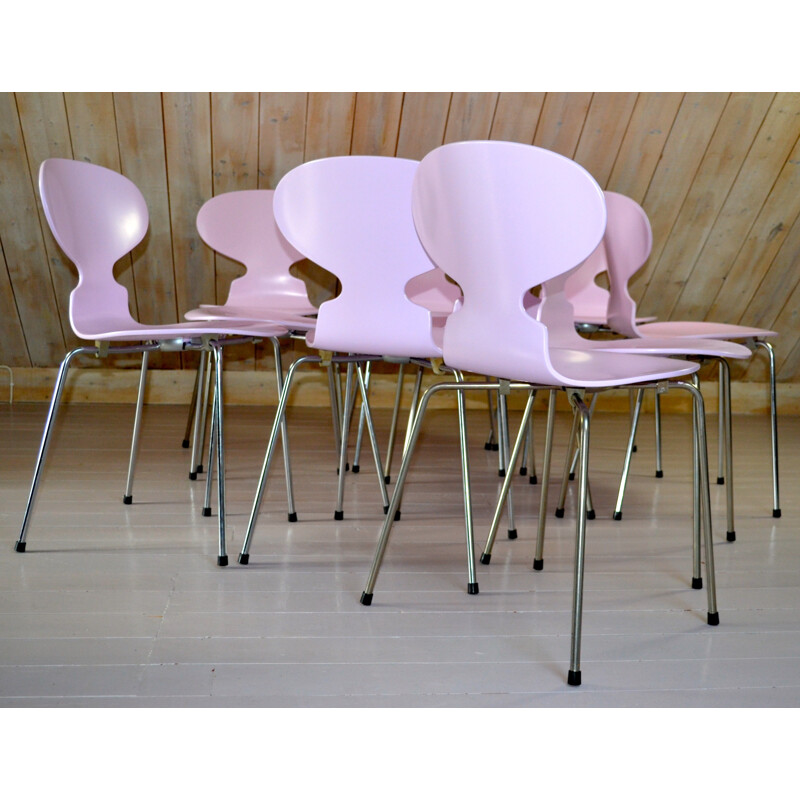 Set of 6 pink Ant chairs by Arne Jacobsen for Fritz Hansen - 1970s