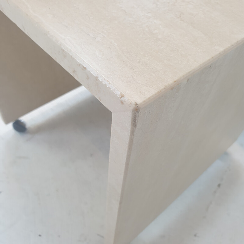 Set of 3 vintage Italian travertine nesting tables, 1980s