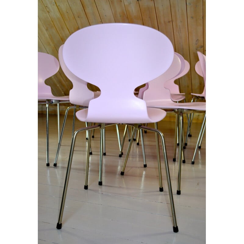 Set of 6 pink Ant chairs by Arne Jacobsen for Fritz Hansen - 1970s