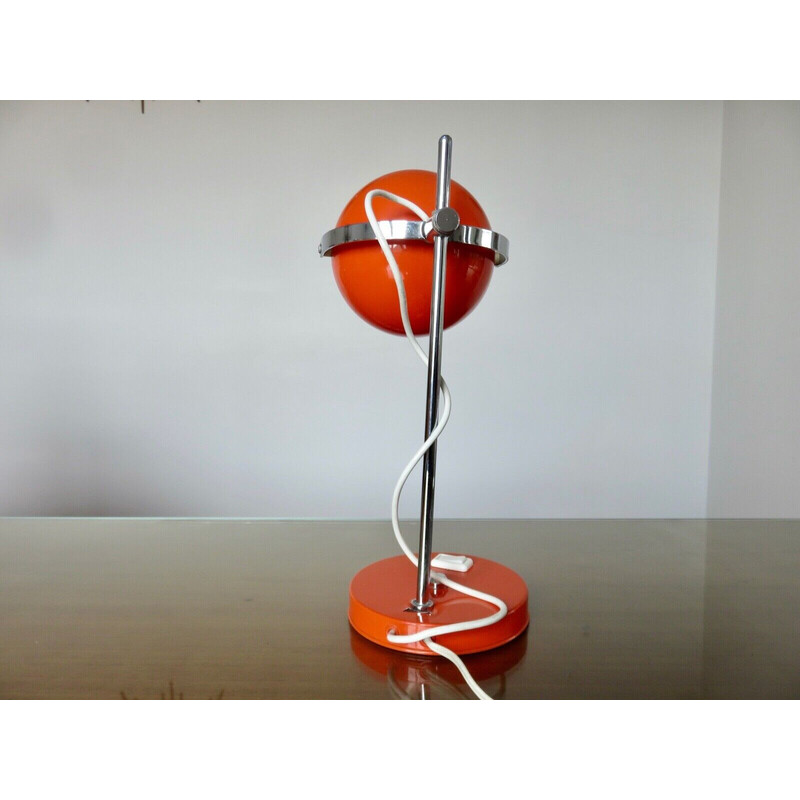 Vintage eye ball Lampe aus orangefarbenem Metall von Disderot, Frankreich 1970