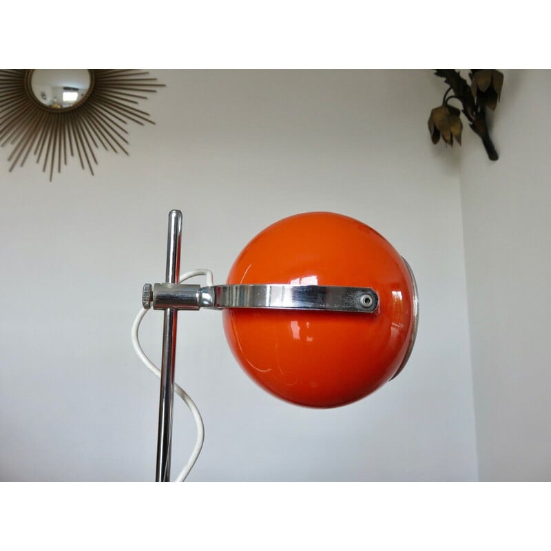 Vintage eye ball Lampe aus orangefarbenem Metall von Disderot, Frankreich 1970