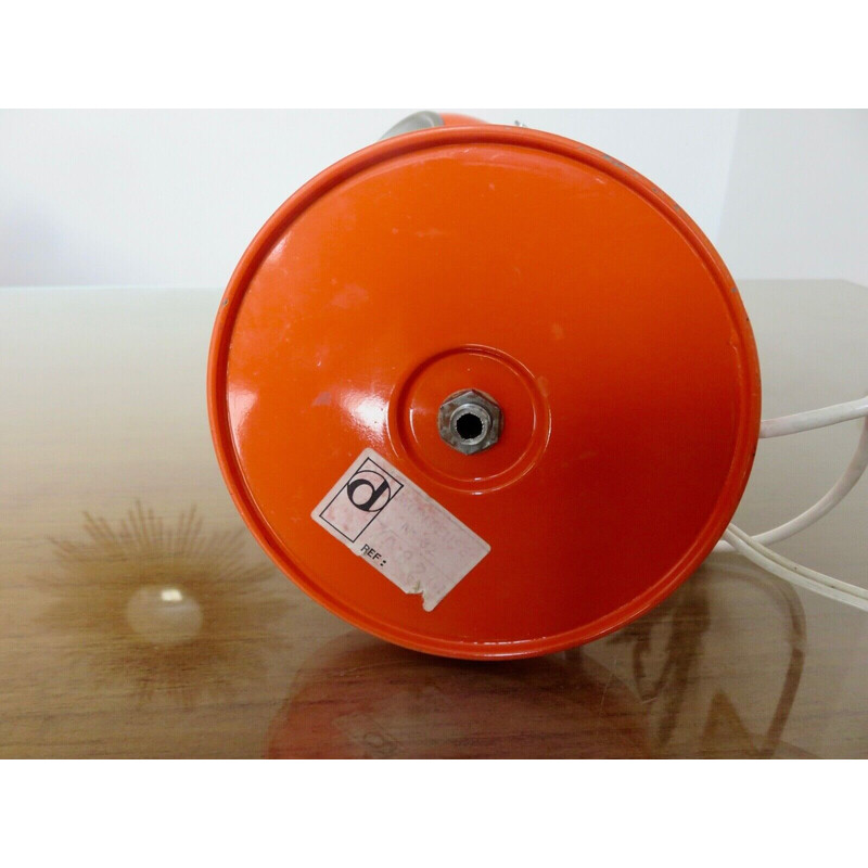 Lámpara vintage de bola ocular de metal naranja de Disderot, Francia 1970
