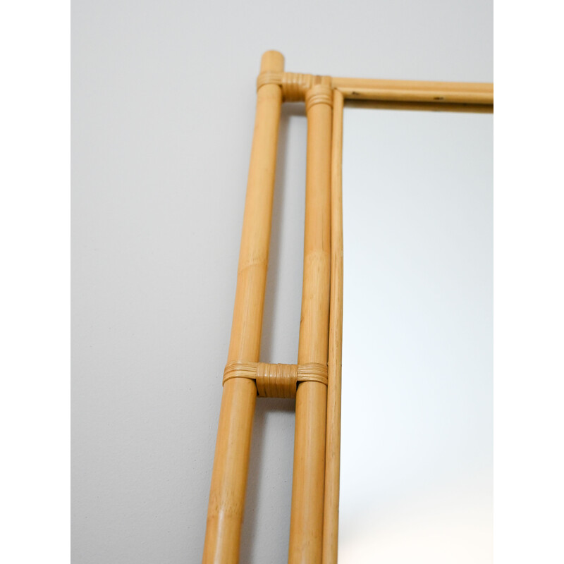 Miroir vintage avec cadre en bambou