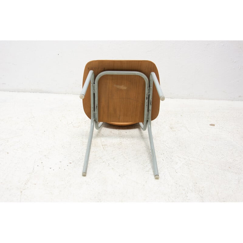 Set of 5 vintage chairs in wood and metal, Czechoslovakia 1970