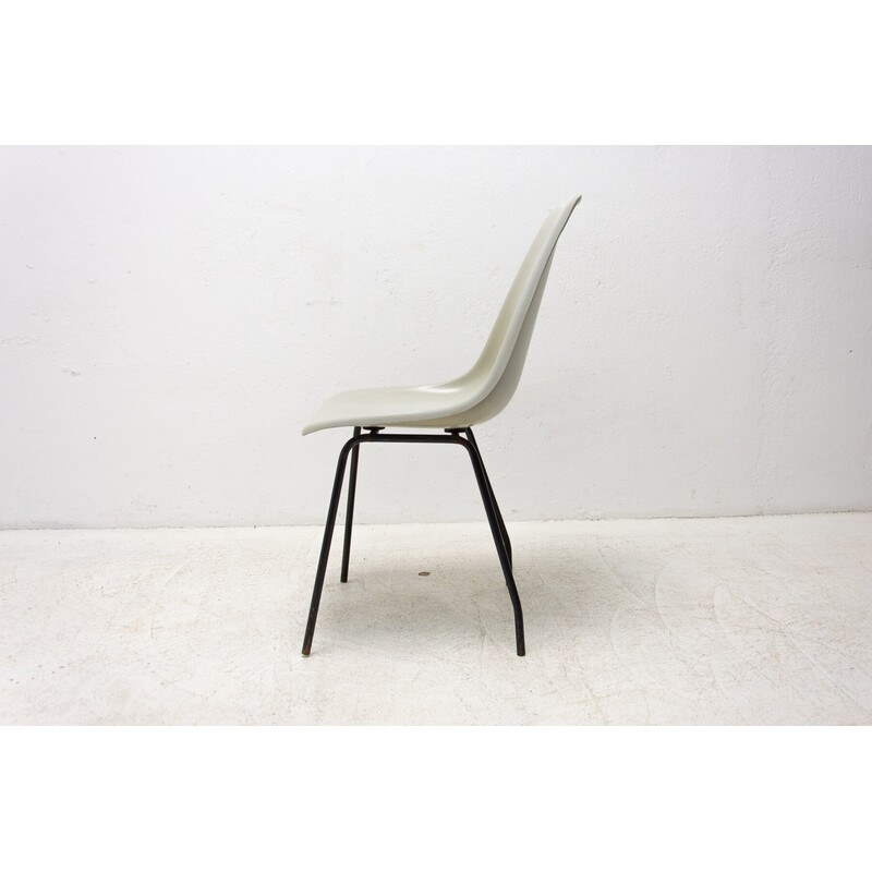 Conjunto de 3 cadeiras de fibra de vidro vintage de Miroslav Navrátil para Vertex, Checoslováquia 1960