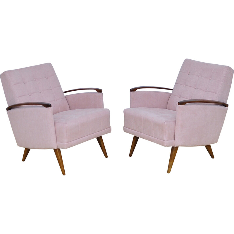 Pair of mid-century armchairs with upholstery, 1960s