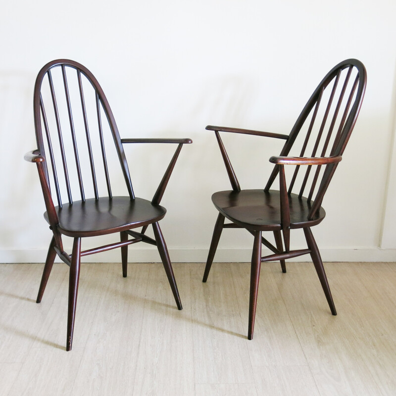 Pair of Quaker Back Windsor Armchairs by Lucian Ercolani for Ercol - 1970s