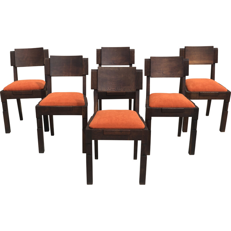 Set of 6 vintage chairs by Charles Dudouyt, 1940