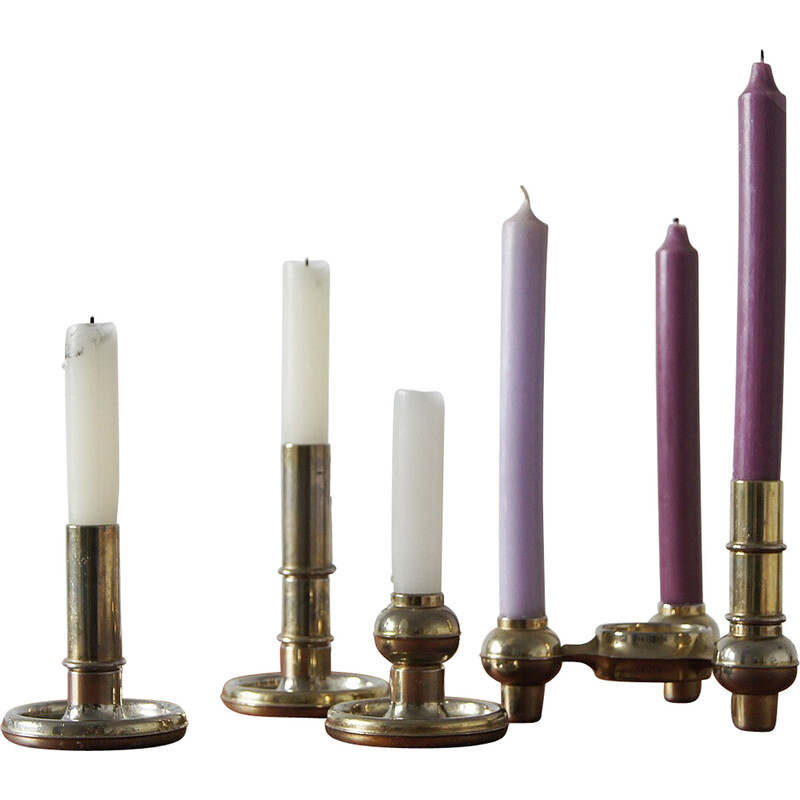 Satz von 6 modularen Kerzenleuchtern aus der Mitte des Jahrhunderts