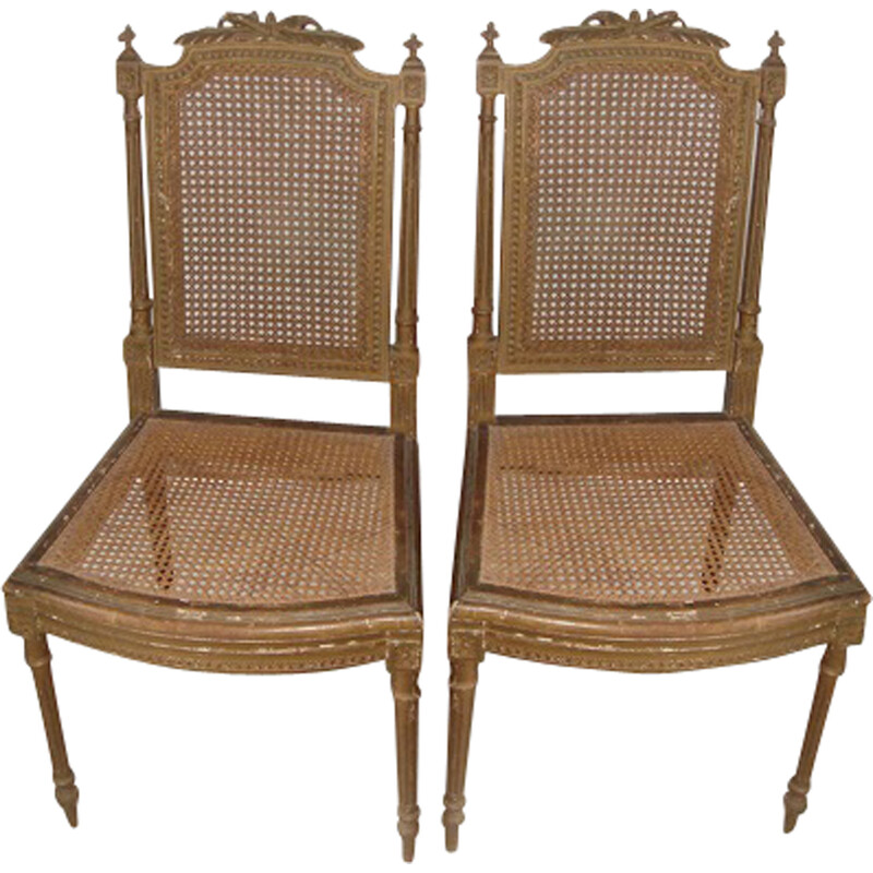 Paar vintage rieten stoelen