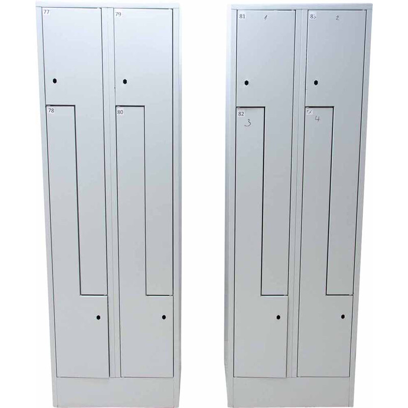 Pair of vintage sheet metal industrial cabinets, Czech Republic 1990s