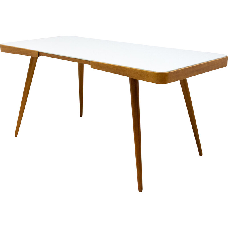 Mid century opaxiet glazen salontafel, Tsjecho-Slowakije 1960