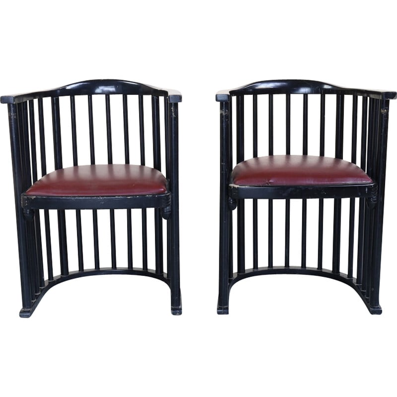 Pair of vintage Barrel chairs by Josef Hoffmann for Ton