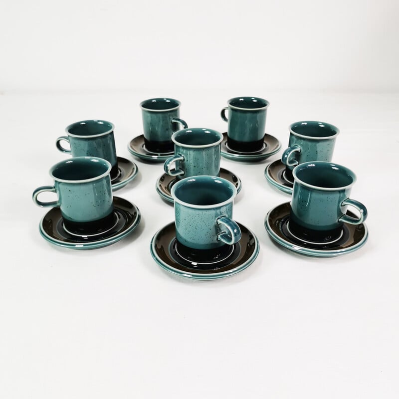 Set of 8 vintage ceramic cups and plates by Ulla Procope for Arabia Finland, Finland 1970
