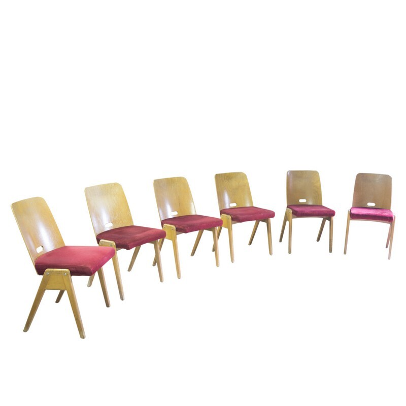 Set of six Vintage chairs, circa 1960, Central European 