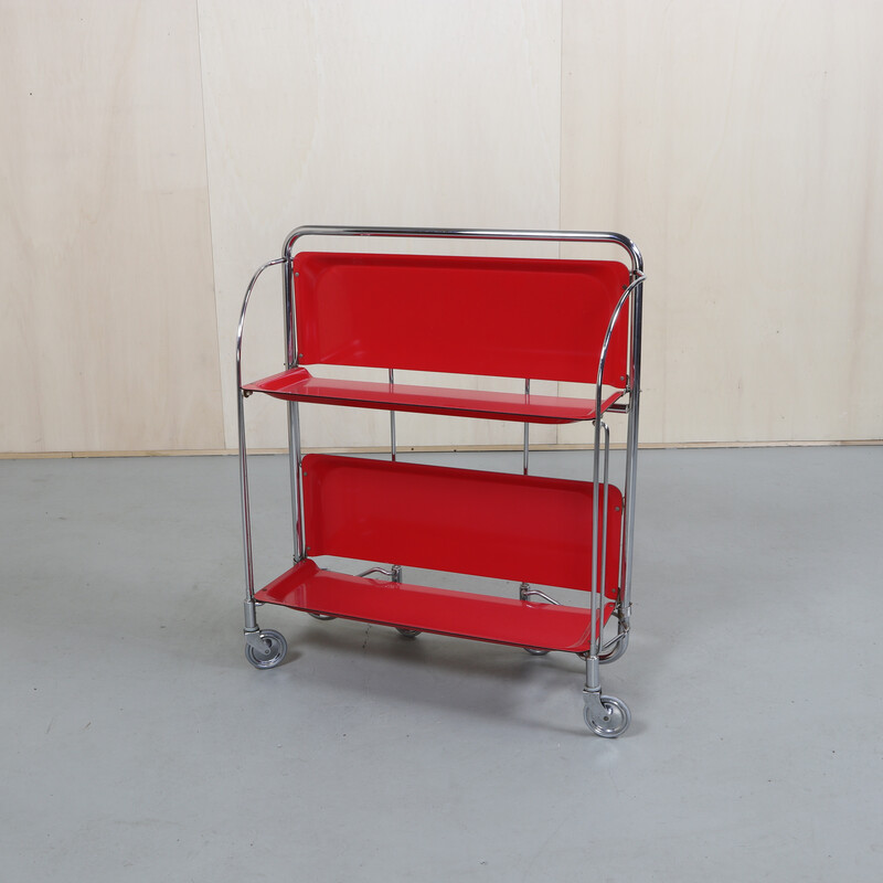 Vintage serving trolley in red by Gerlinol