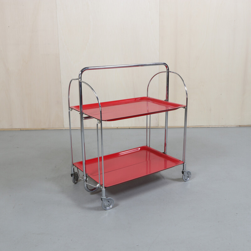 Vintage serving trolley in red by Gerlinol