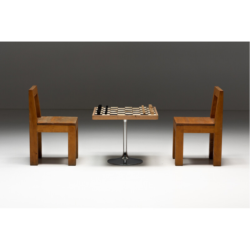 Vintage game table with Bauhaus chess set by Josef Hartwig, Germany 1924