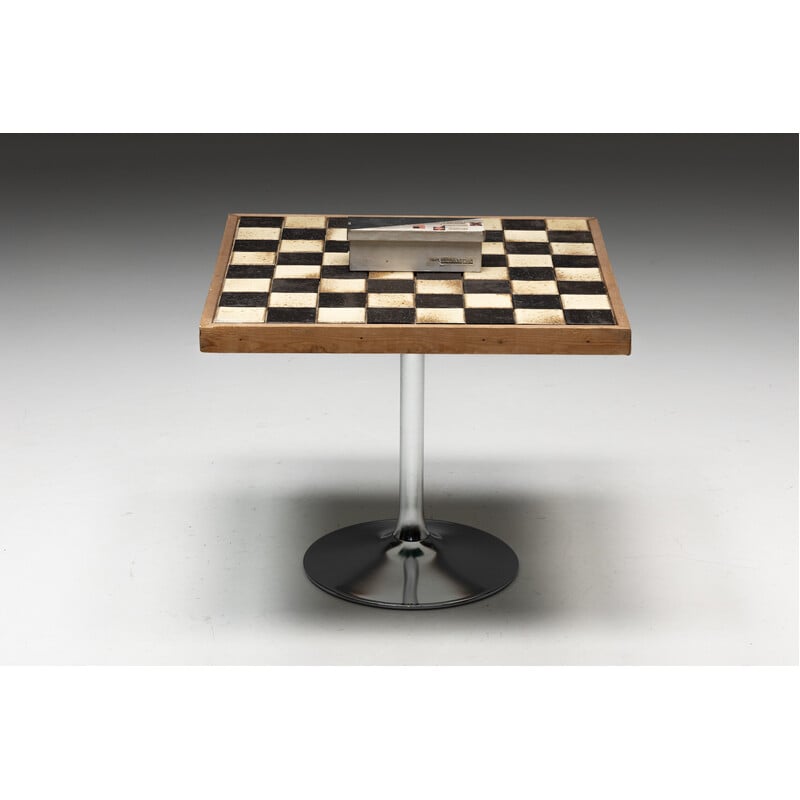 Vintage game table with Bauhaus chess set by Josef Hartwig, Germany 1924