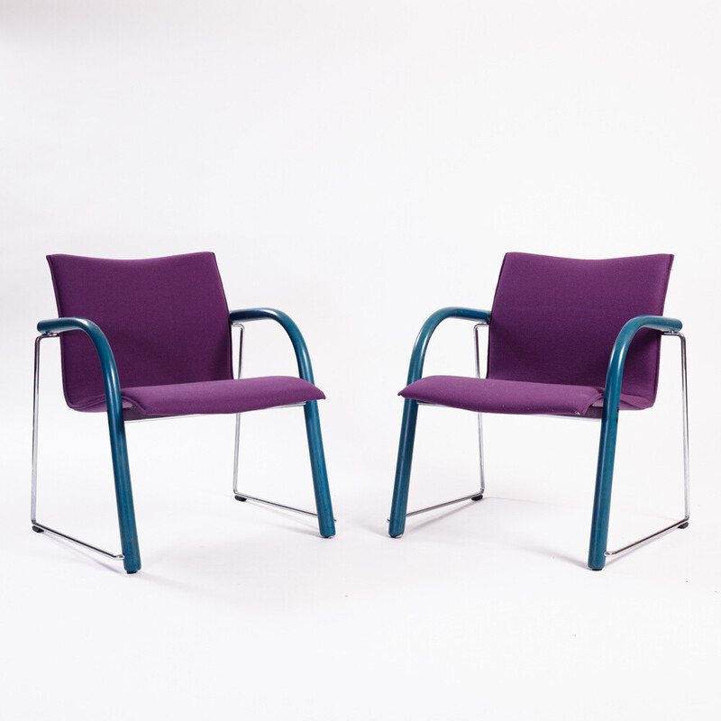 Pair of vintage postmodern stackable armchairs by Wulf Schneider Ulrich Böhme for Thonet, 1980s