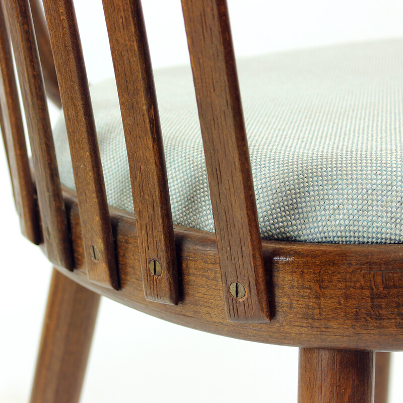 Set of 4 vintage dining chairs in bent dark oakwood by Jitona, Czechoslovakia 1960s