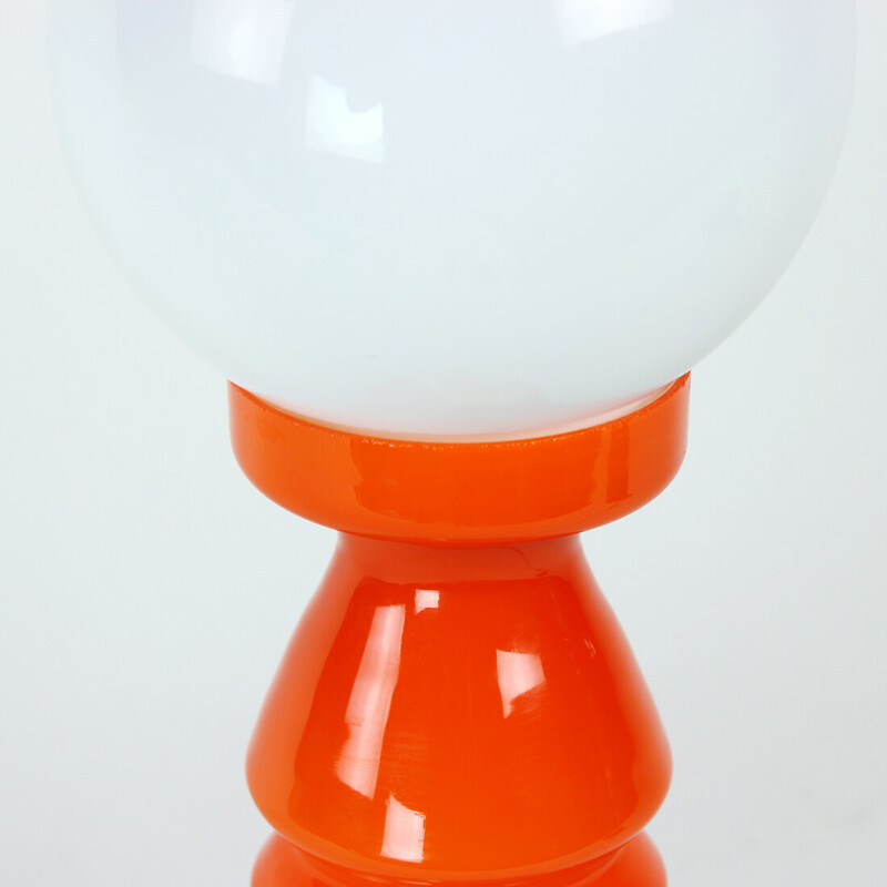 Vintage orange glass table lamp by Vitropol, Poland 1960s