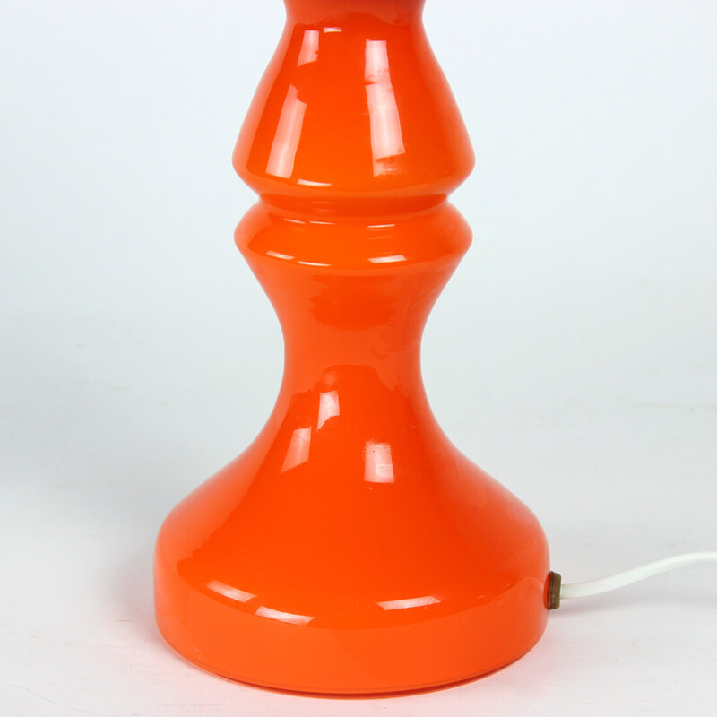 Vintage orange glass table lamp by Vitropol, Poland 1960s
