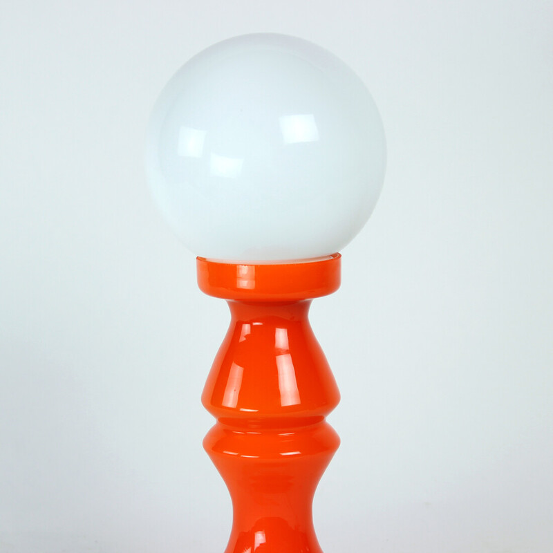 Lampe de table vintage en verre orange par Vitropol, Pologne 1960