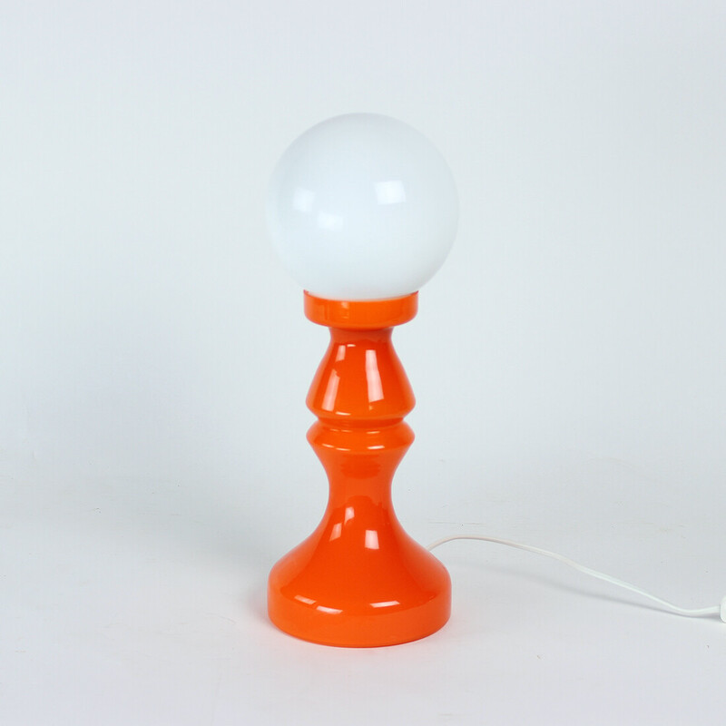 Lampe de table vintage en verre orange par Vitropol, Pologne 1960