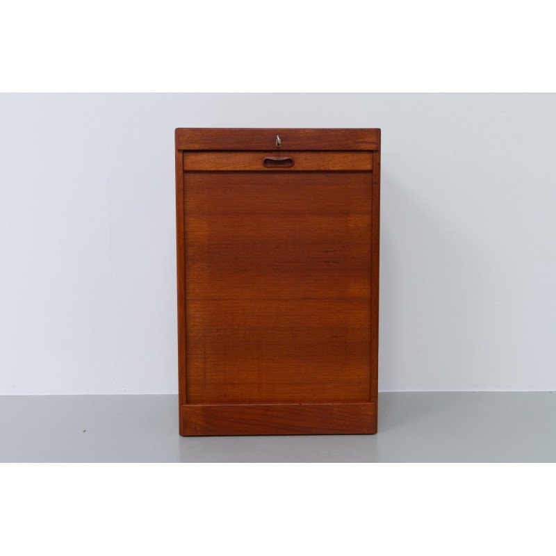 Vintage Danish teak cabinet with tambour door, 1960s