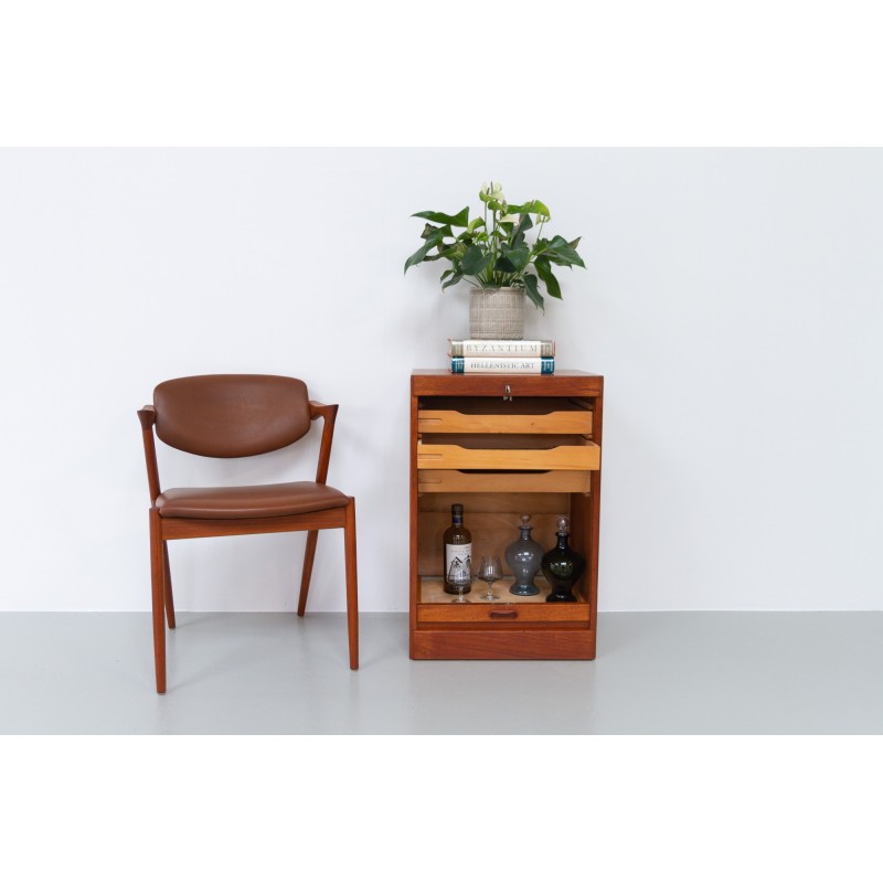 Vintage Danish teak cabinet with tambour door, 1960s