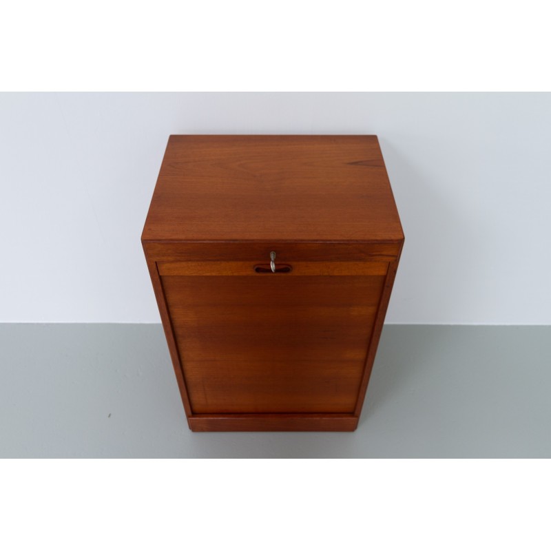 Vintage Danish teak cabinet with tambour door, 1960s