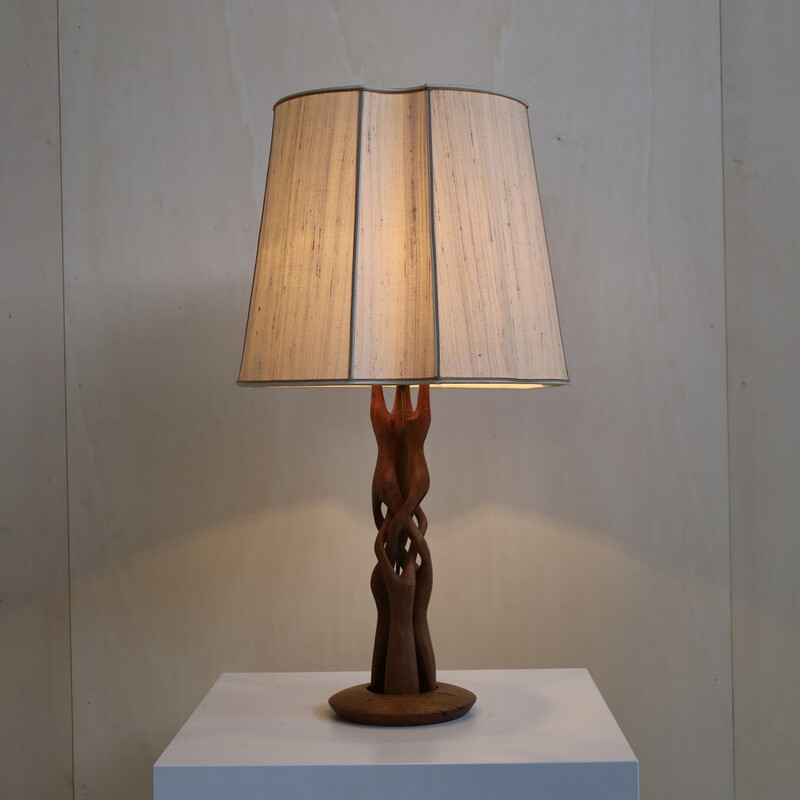 Vintage Tischlampe aus Teakholz, 1960er Jahre