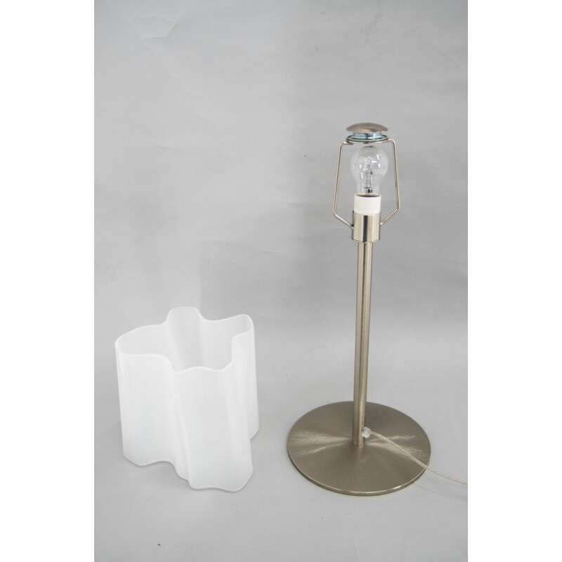 Lampe de table vintage en verre d'art et acier, 2000